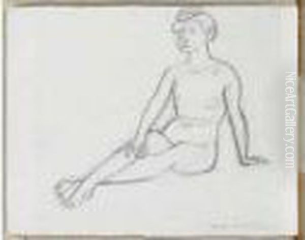 Modele Nu Assis Jambes Allongees, 1907-1908 Oil Painting by Henri Matisse