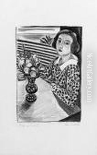 Jeune Fille Assise Au Bouquet De Fleurs Oil Painting by Henri Matisse Jeune Fille Assise Au Bouquet De Fleurs Oil Painting by Henri Matisse