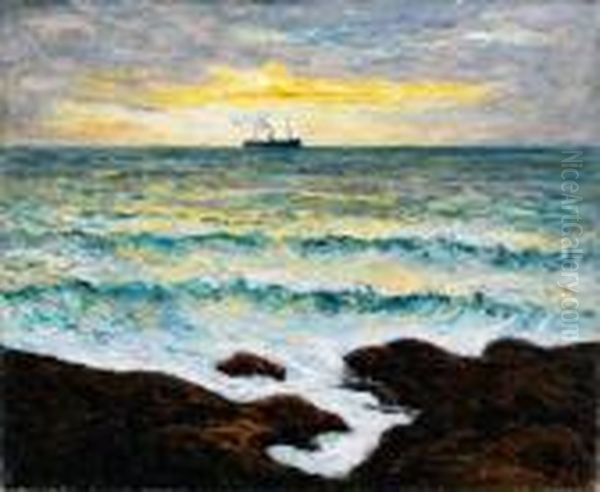 Cargo Croisant Au Large Oil Painting by Maxime Maufra