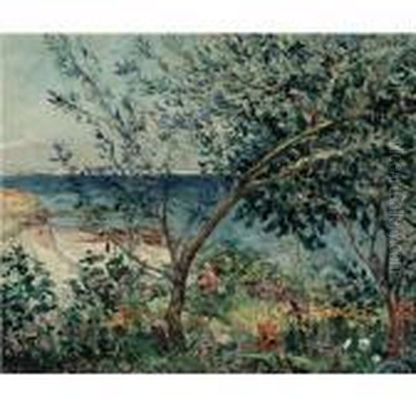 Jardin Au Bord De La Mer, Kerhostin, Morbihan Oil Painting by Maxime Maufra