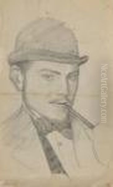 Muz S Cigaretou V Spicke Oil Painting by Laszlo Mednyanszky
