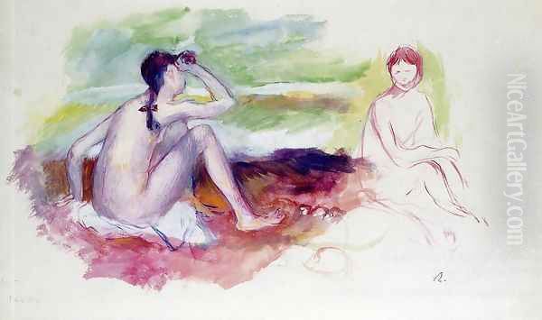 Two Bathers Oil Painting by Pierre Auguste Renoir