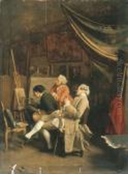 Les Amateurs De Peinture Oil Painting by Jean-Louis-Ernest Meissonier