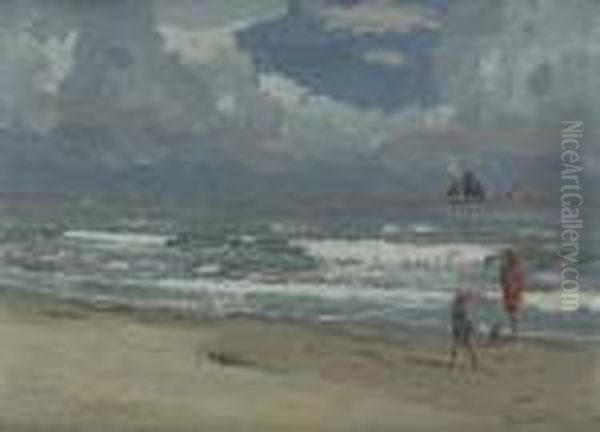 A Breezy Day By The Sea Oil Painting by Campbell A. Mellon