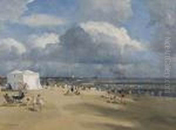 Gorleston Beach Oil Painting by Campbell A. Mellon
