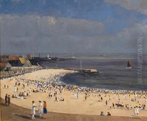 August Bank Holiday, Gorleston Oil Painting by Campbell A. Mellon
