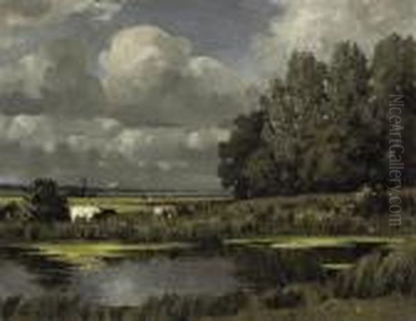 Distant Storm Clouds, Beccles, Suffolk Oil Painting by Campbell A. Mellon