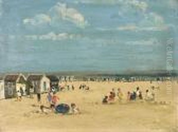 Gorleston Beach Oil Painting by Campbell A. Mellon