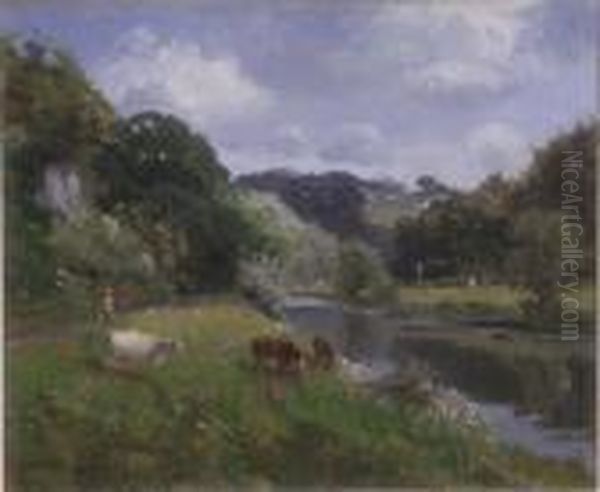 'june Morning, Symonds Yat' Signed 10 X 12in Oil Painting by Campbell A. Mellon