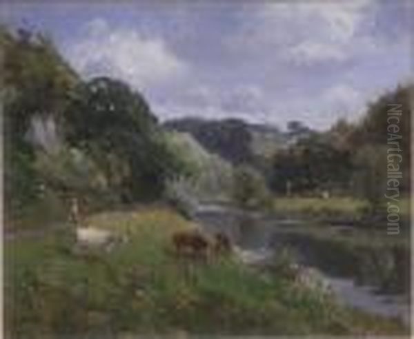 June Morning, Symonds Yat Oil Painting by Campbell A. Mellon