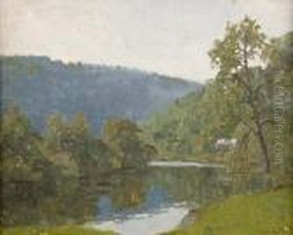 Early May Symonds Yat Oil Painting by Campbell A. Mellon