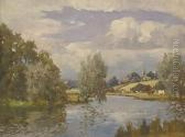 Weston On Trent Oil Painting by Campbell A. Mellon