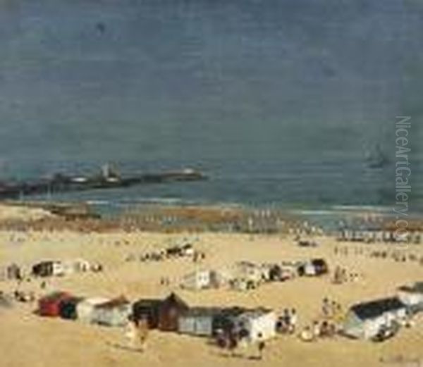 Beach Oil Painting by Campbell A. Mellon