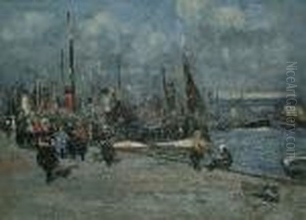 On The Quayside Oil Painting by Campbell A. Mellon