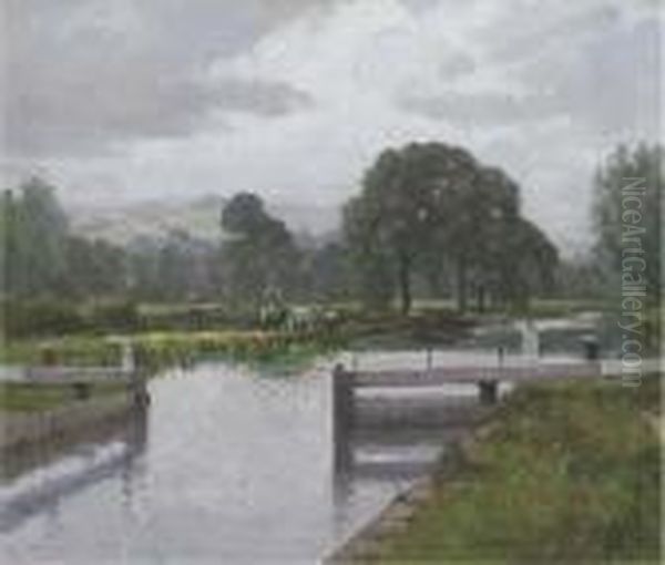 The Lock Oil Painting by Campbell A. Mellon