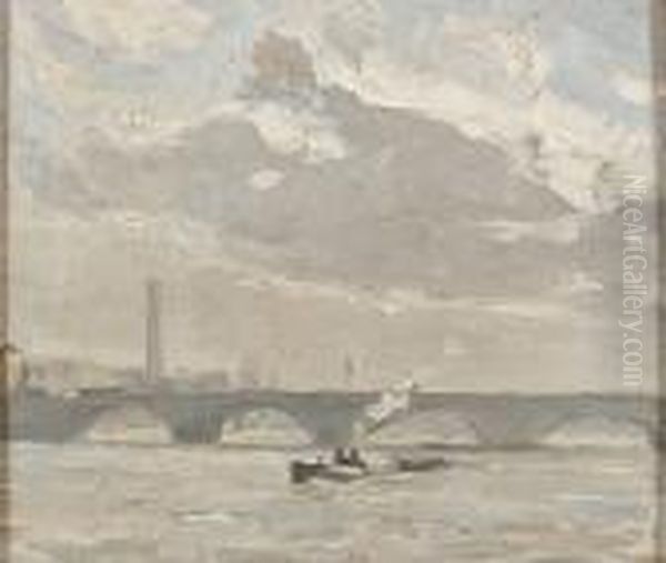View Of The Thames Oil Painting by Campbell A. Mellon