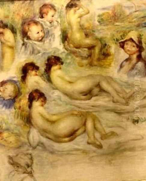 Studies of Nudes The Artists Children and his Wife Oil Painting by Pierre Auguste Renoir