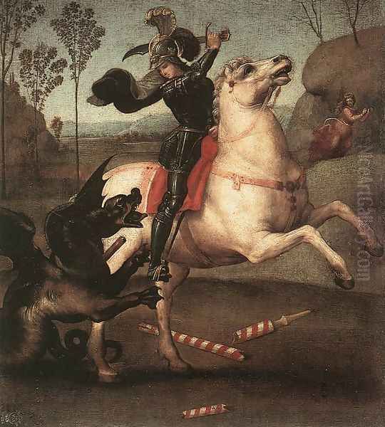 St George Fighting The Dragon Oil Painting by Raphael