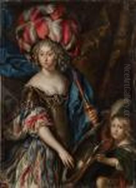 Wohl Bildnis Der Grande Mademoiselle Als Amazone Oil Painting by Pierre Le Romain I Mignard