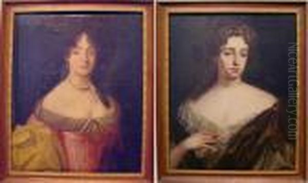 Portrait Of Elegant Ladies: Two Oil Painting by Pierre Mignard