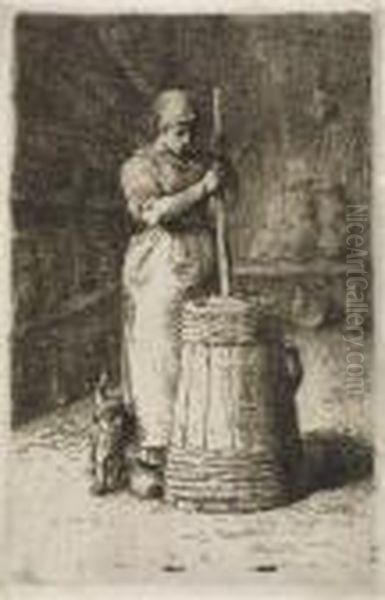 La Baratteuse Oil Painting by Jean-Francois Millet