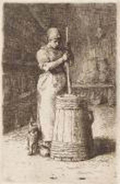 La Baratteuse Oil Painting by Jean-Francois Millet