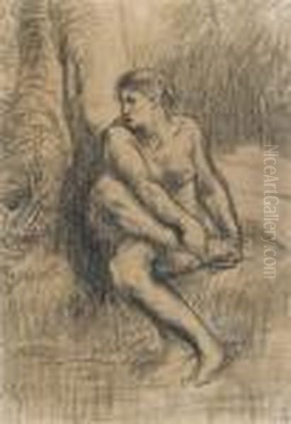 Seated Nude Oil Painting by Jean-Francois Millet