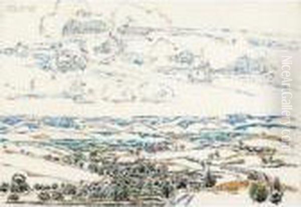 Rolling Landscape With Clouds Oil Painting by David Brown Milne