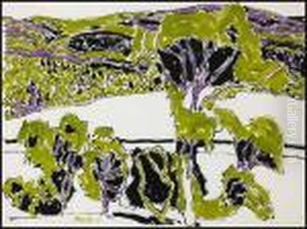 Green And Mauve, Boston Corners, Ny Oil Painting by David Brown Milne