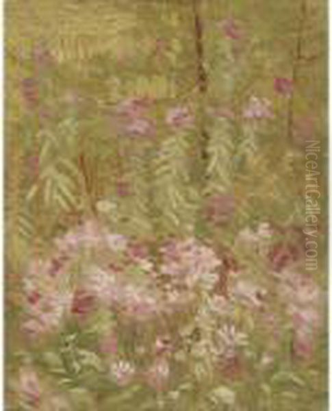 Pink Flowers Oil Painting by David Brown Milne