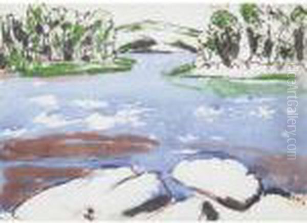 Channel Through The Reeds Oil Painting by David Brown Milne