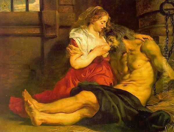 Roman Charity 1612 Oil Painting by Peter Paul Rubens