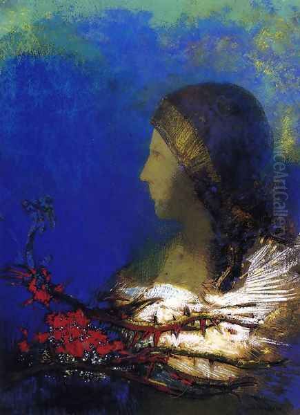 Red Thorns Oil Painting by Odilon Redon