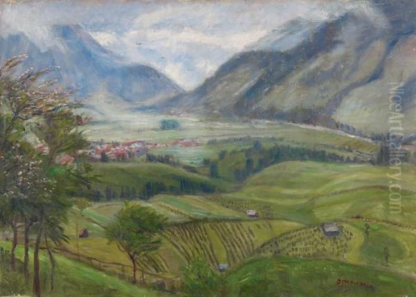 Blick Auf Hindelang (wiesen) Oil Painting by Otto Modersohn