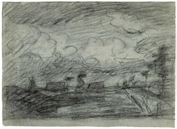 Moorland Mit Graben. Moorlandschaft Mit Katen Oil Painting by Otto Modersohn