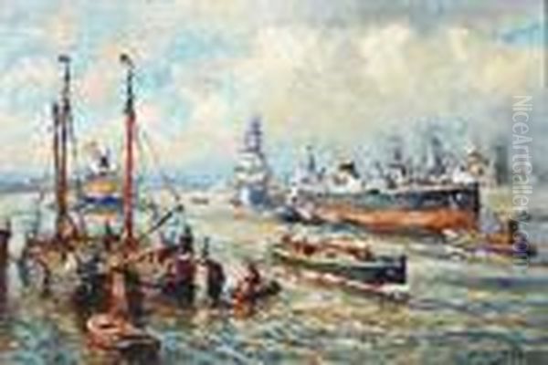 Rotterdams Havengezicht Oil Painting by Evert Moll