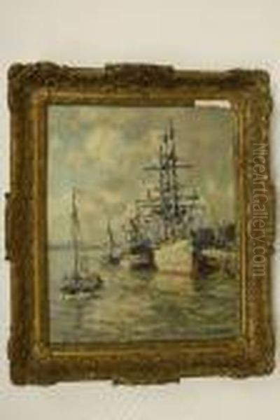 Schepen In De Haven Oil Painting by Evert Moll