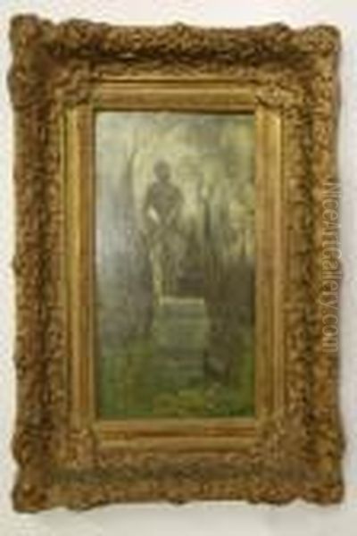 Pronkende Pauw Bij Een Klassiek Standbeeld In Een Park Oil Painting by Evert Moll