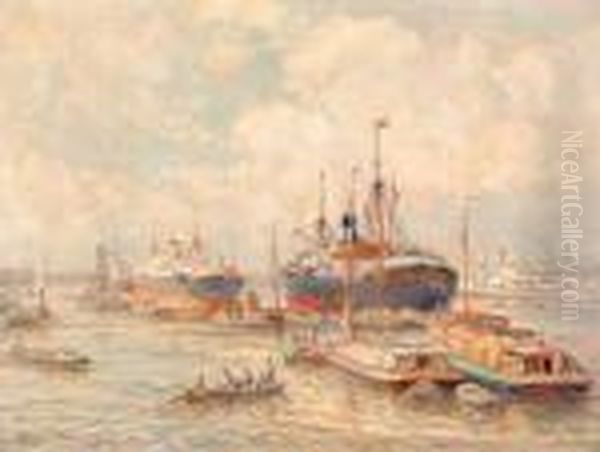 Harbour View Oil Painting by Evert Moll