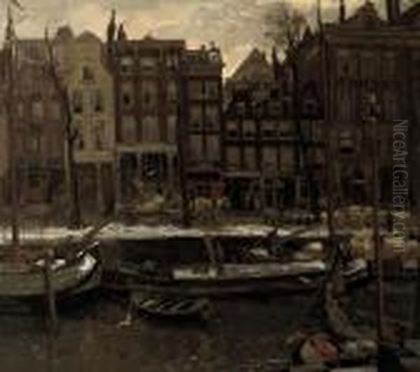 Winter In Amsterdam Oil Painting by Evert Moll