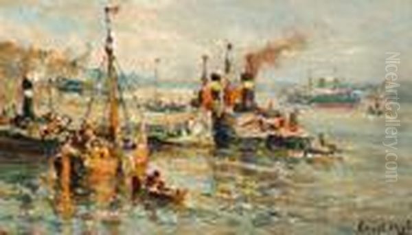Harbour View Oil Painting by Evert Moll