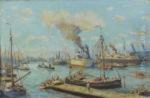 Vue D'un Port Avec Voiliers Et Paquebot
