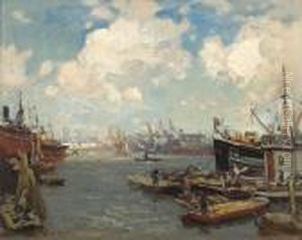 Harbour View Oil Painting by Evert Moll
