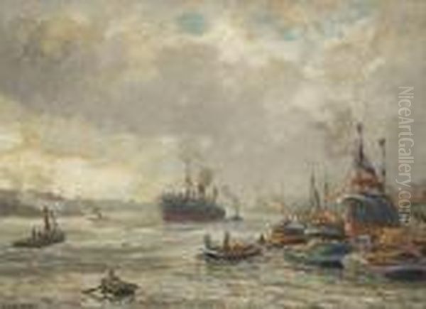 Im Hafen Von Rotterdam Oil Painting by Evert Moll