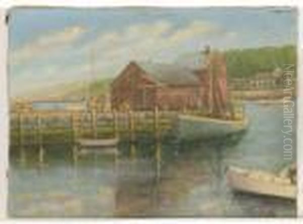 Harbor Scene With Fishing Boat At A Stone Wharf Oil Painting by Evert Moll