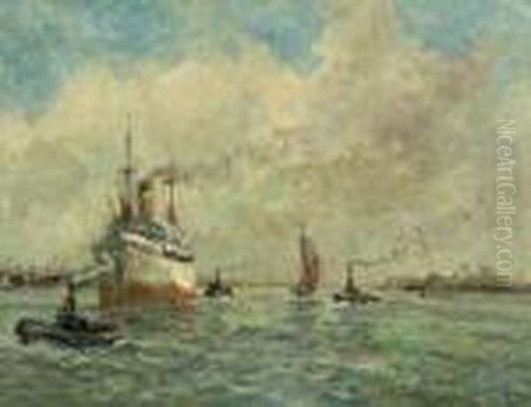 Zeehaven Oil Painting by Evert Moll