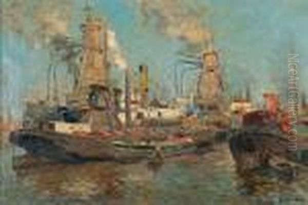 Graanelevator In De Maashaven Te Rotterdam Oil Painting by Evert Moll