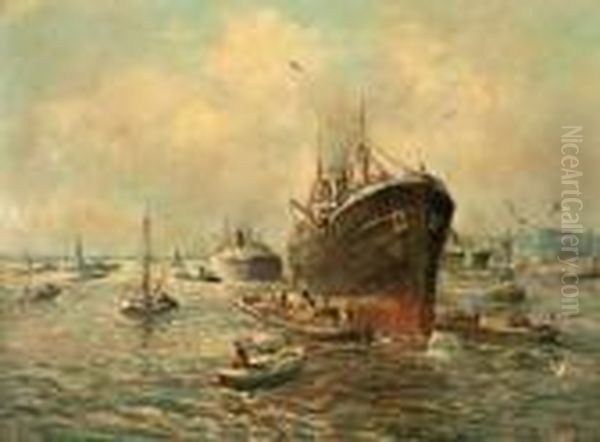 Zeehaven Oil Painting by Evert Moll