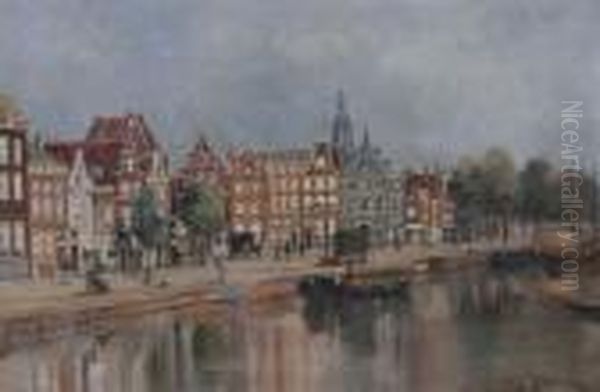 Schepen Op De Maas Te Rotterdam Oil Painting by Evert Moll