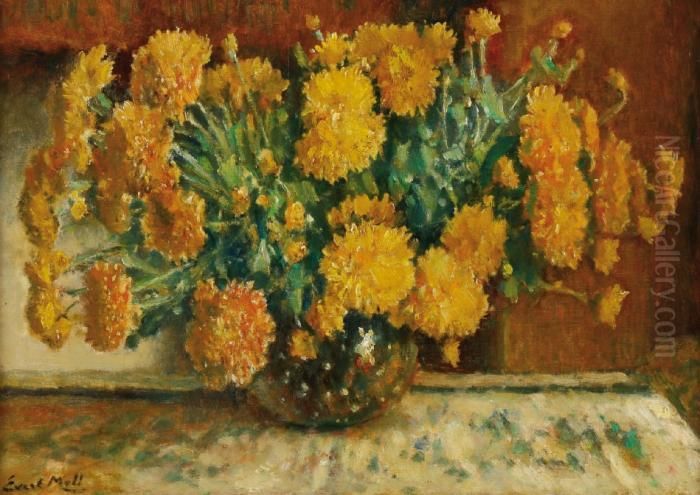 Gele Anjers In Een Glazen Vaas Oil Painting by Evert Moll